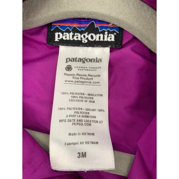Patagonia Baby Three Month Puffer Jacket Hooded Diamond Quilted Raspberry Purple - Picture 5 of 9